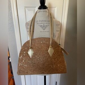 Donald J. Pliner Leather Trimmed Cork Handbag